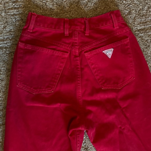 VINTAGE GUESS bright red high waisted jeans - Picture 5 of 9